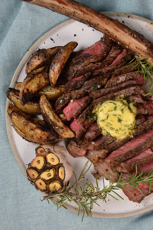 Perfect Grilled Tomahawk Steak made by Turbo E Outdoor Electric Grill